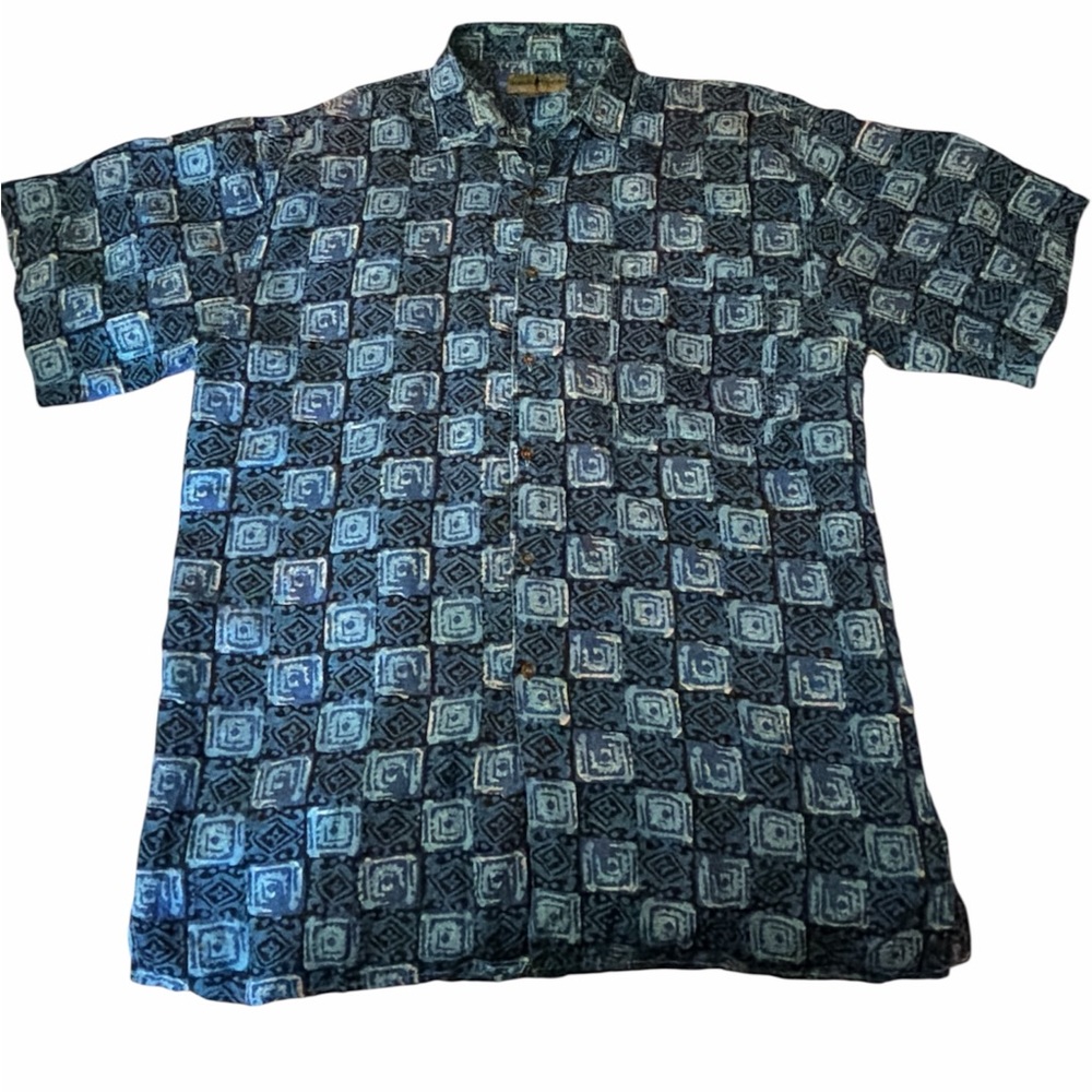 Vintage Robert Stock Silk Shirt Short Sleeve Shirt Men's XL 
Geometric Print‎
